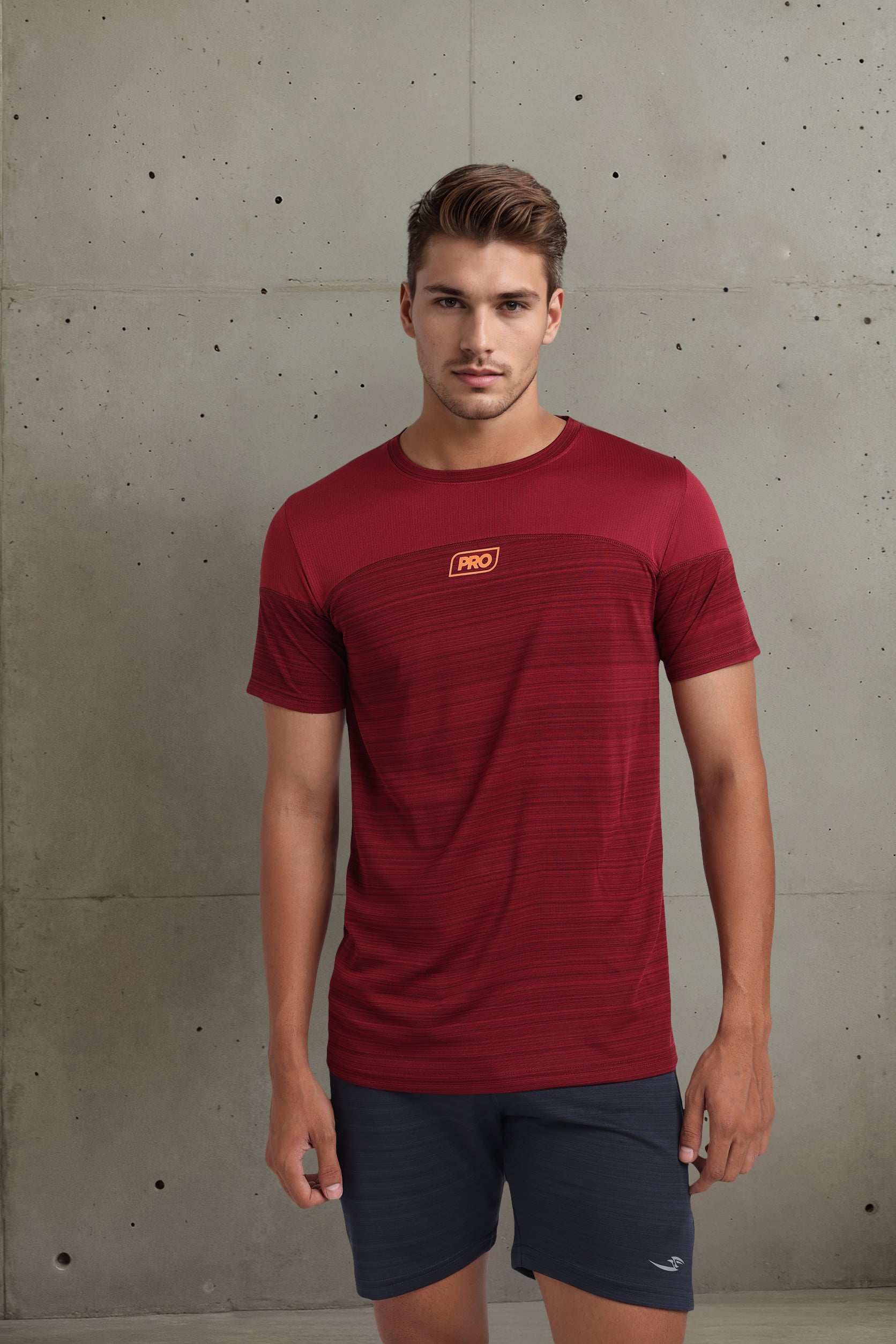 Maroon Colour Block Tee