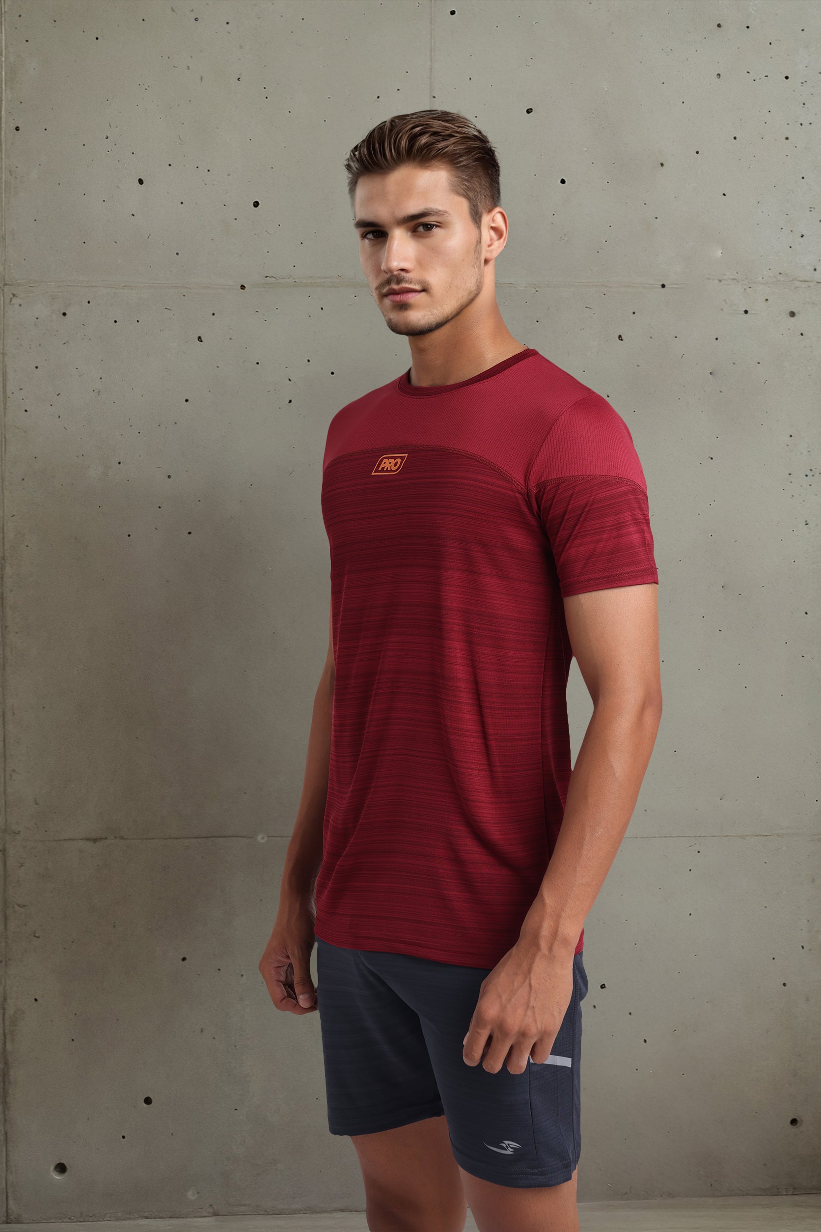Maroon Colour Block Tee