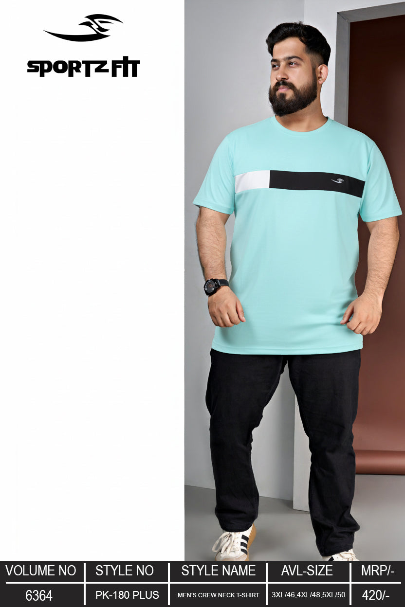 Men's Colour Block Crew Neck T-shirt In Plus Size (PK 108 Plus)