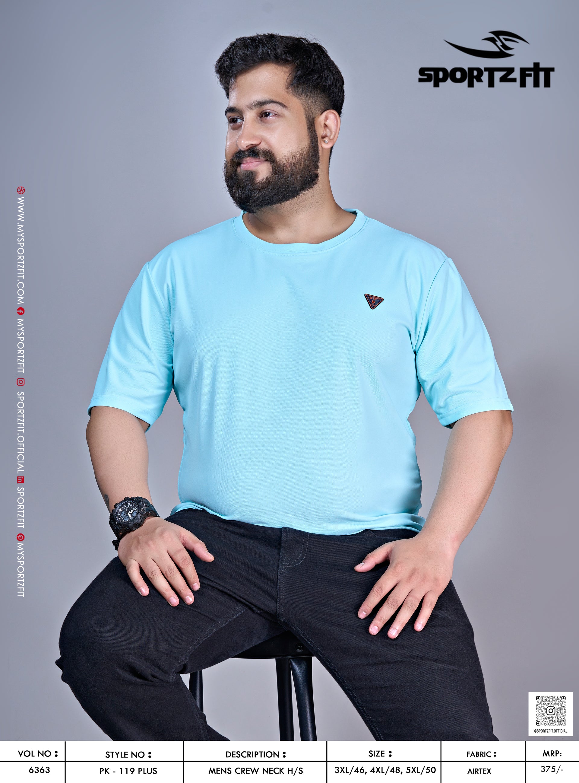 Men's Solid Crew Neck T-shirt In Plus Size (PK 119 Plus)