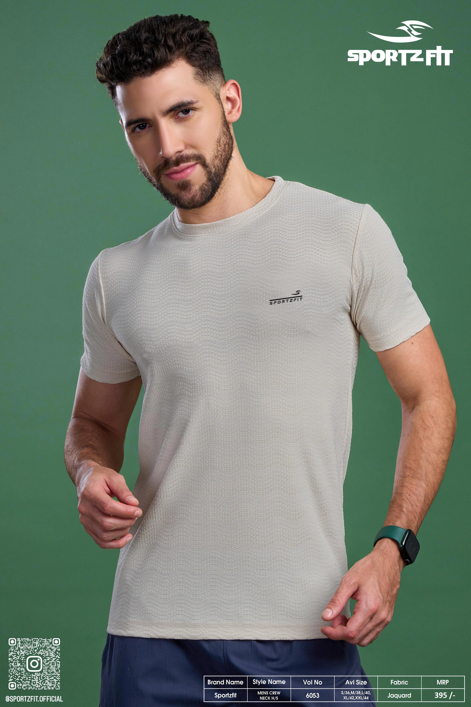 Men's Jacquard Solid Crew Neck (6053)