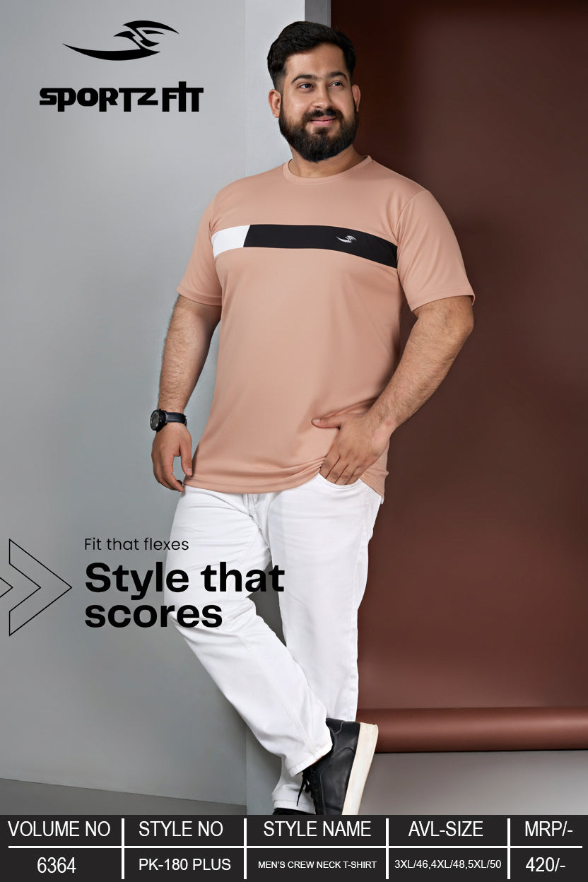 Men's Colour Block Crew Neck T-shirt In Plus Size (PK 108 Plus)