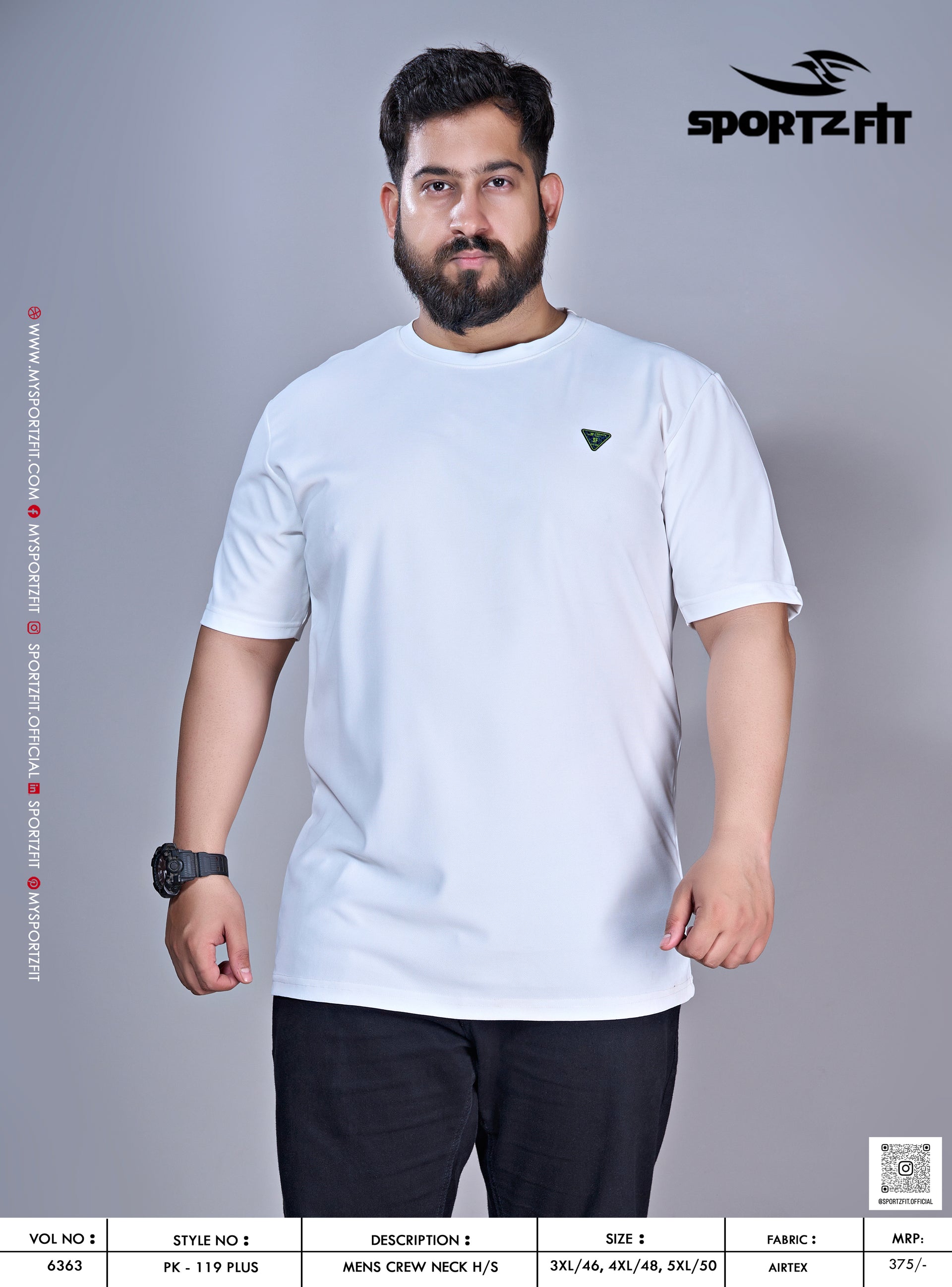 Men's Solid Crew Neck T-shirt In Plus Size (PK 119 Plus)