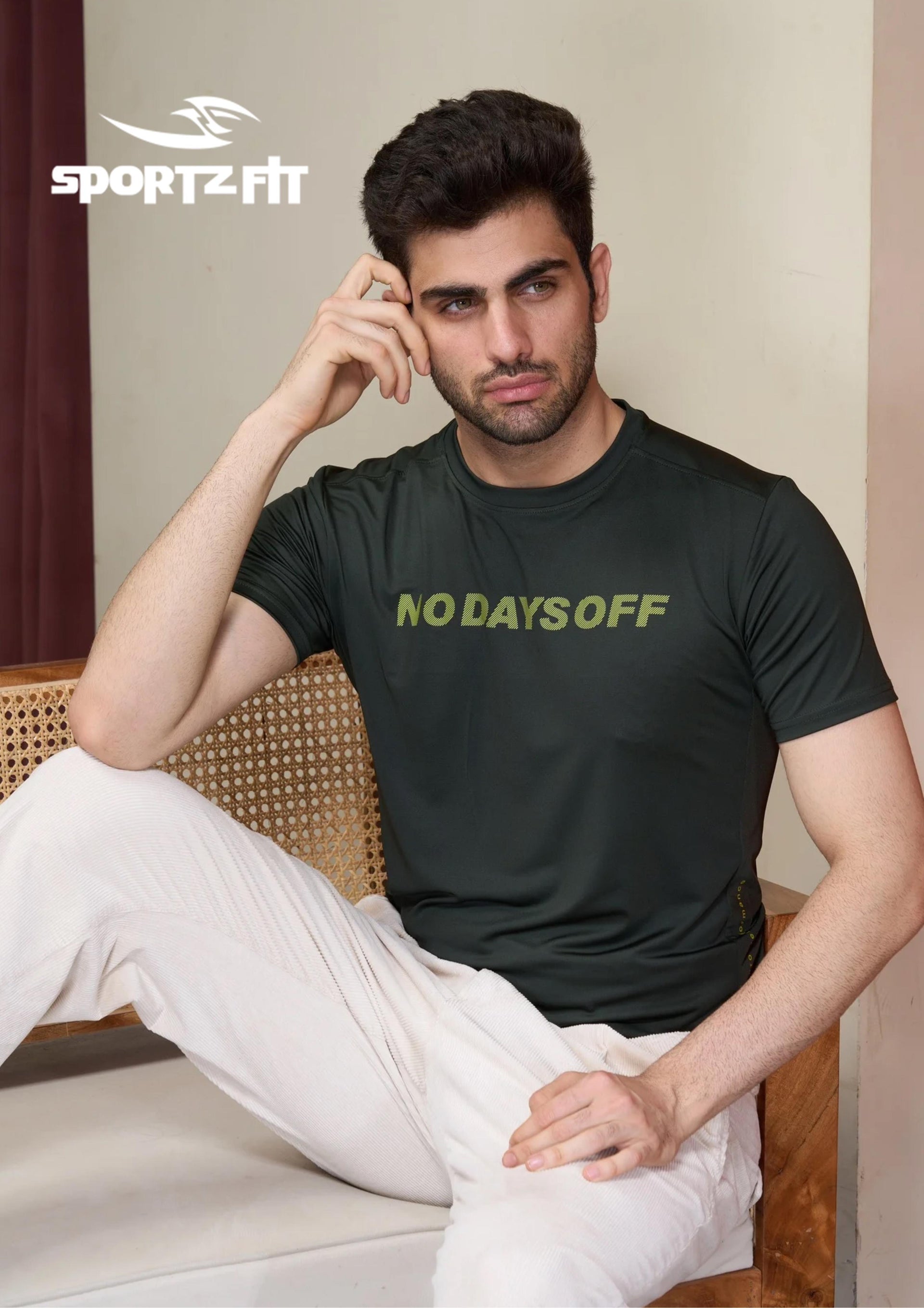 Men's Poly Spandex Solid Crew Neck (6040)