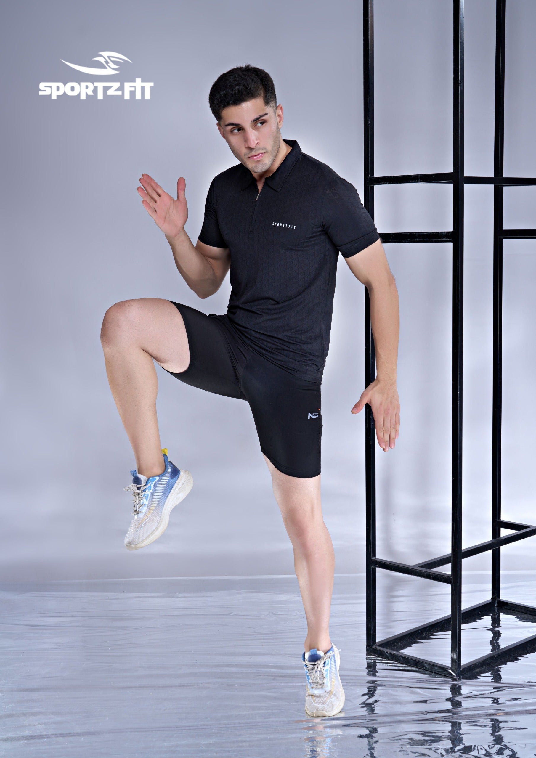 Men's Jacquard Solid Polo with Zip (6051)