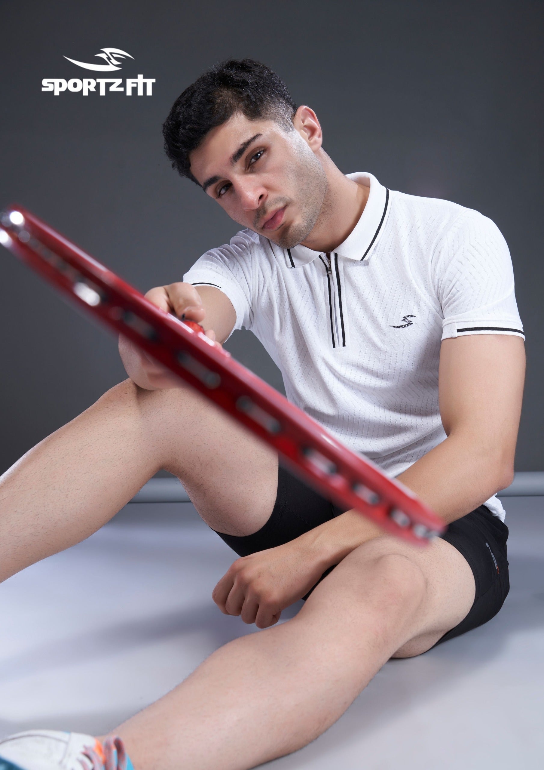 Men's Jacquard Solid Polo with Tipping Collar and Zip Placket (6147)