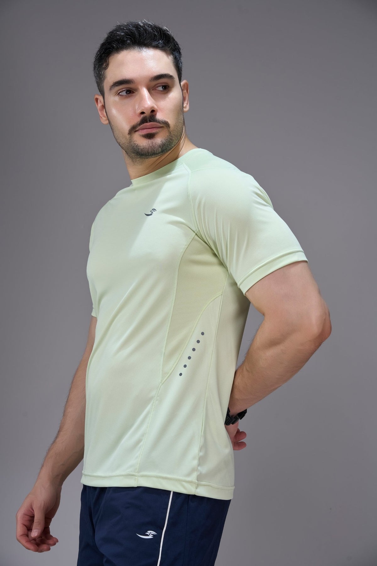 Sportzfit Men's Cool-Tech Tee in Lime Green – front close-up