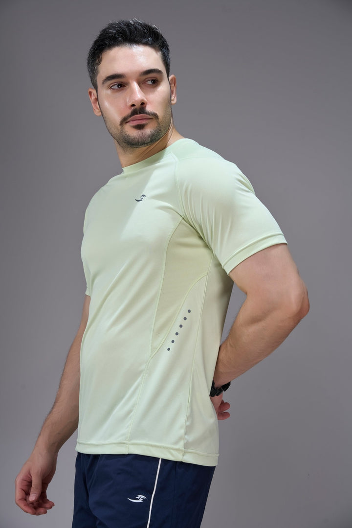 Sportzfit Men's Cool-Tech Tee in Lime Green – front close-up
