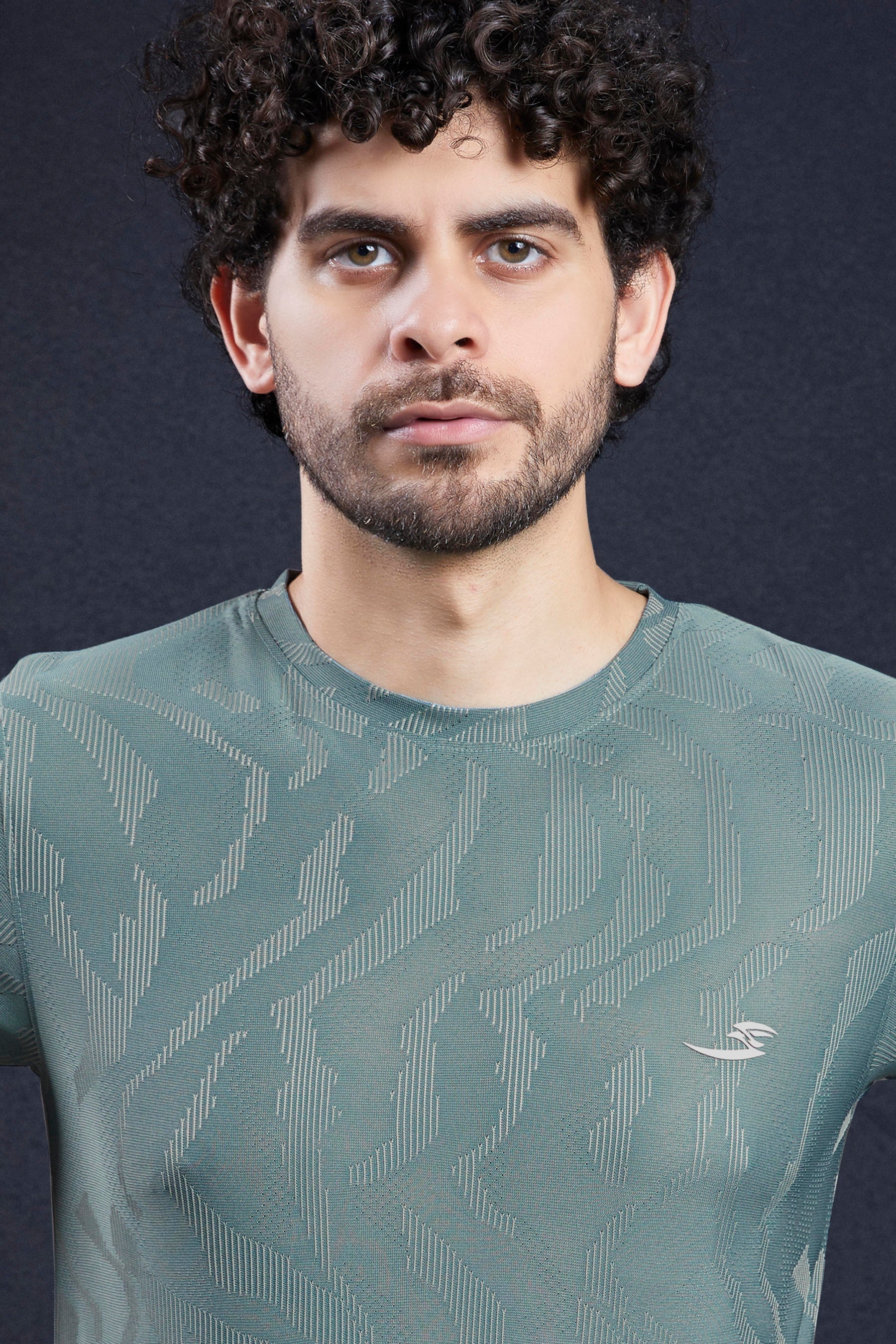 Men's Eco Jacquard Solid Crew Neck (6202)
