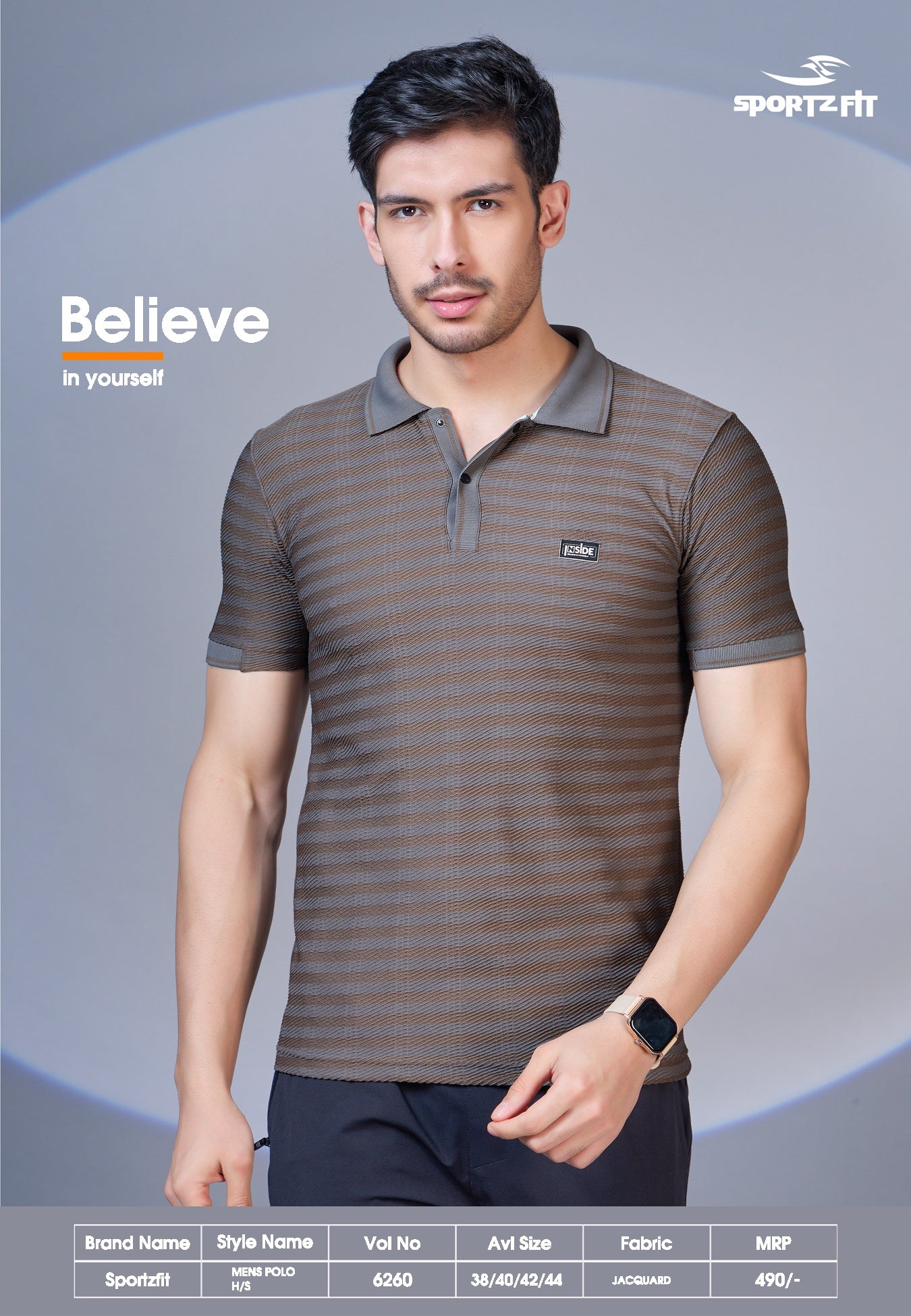 Men's Jacquard Strip Solid Polo (6260)