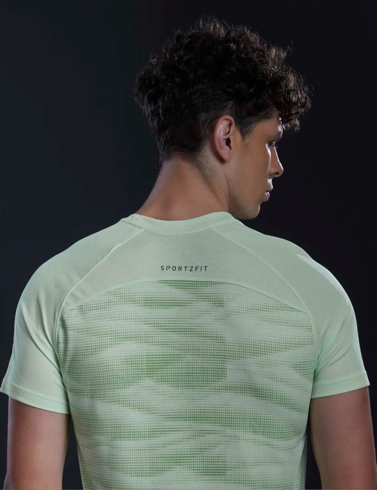 Sportzfit Men's Dot-Mesh Raglan Tee in Mint Green – back view