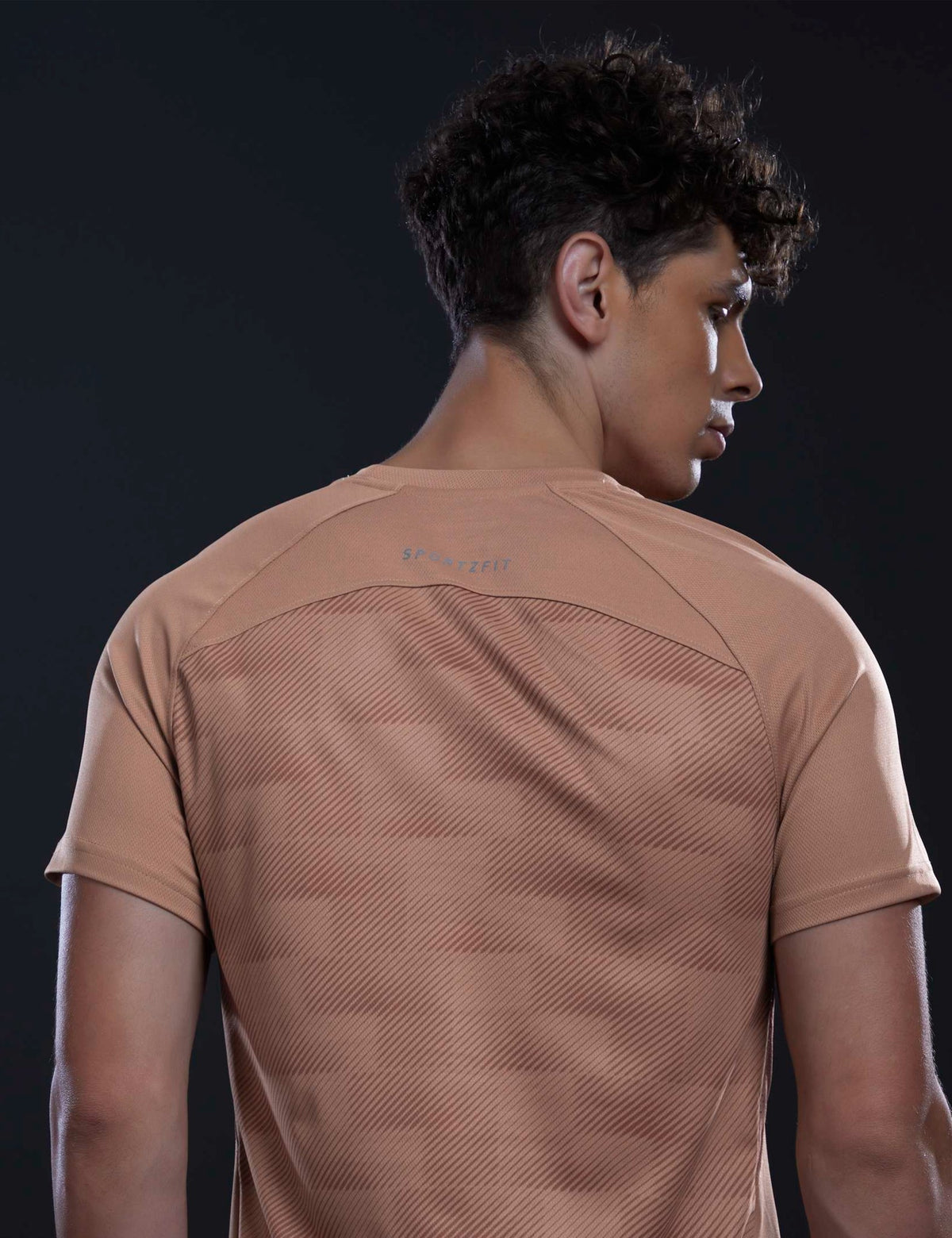 Sportzfit Men's Dot-Mesh Raglan Tee in Peach – back view