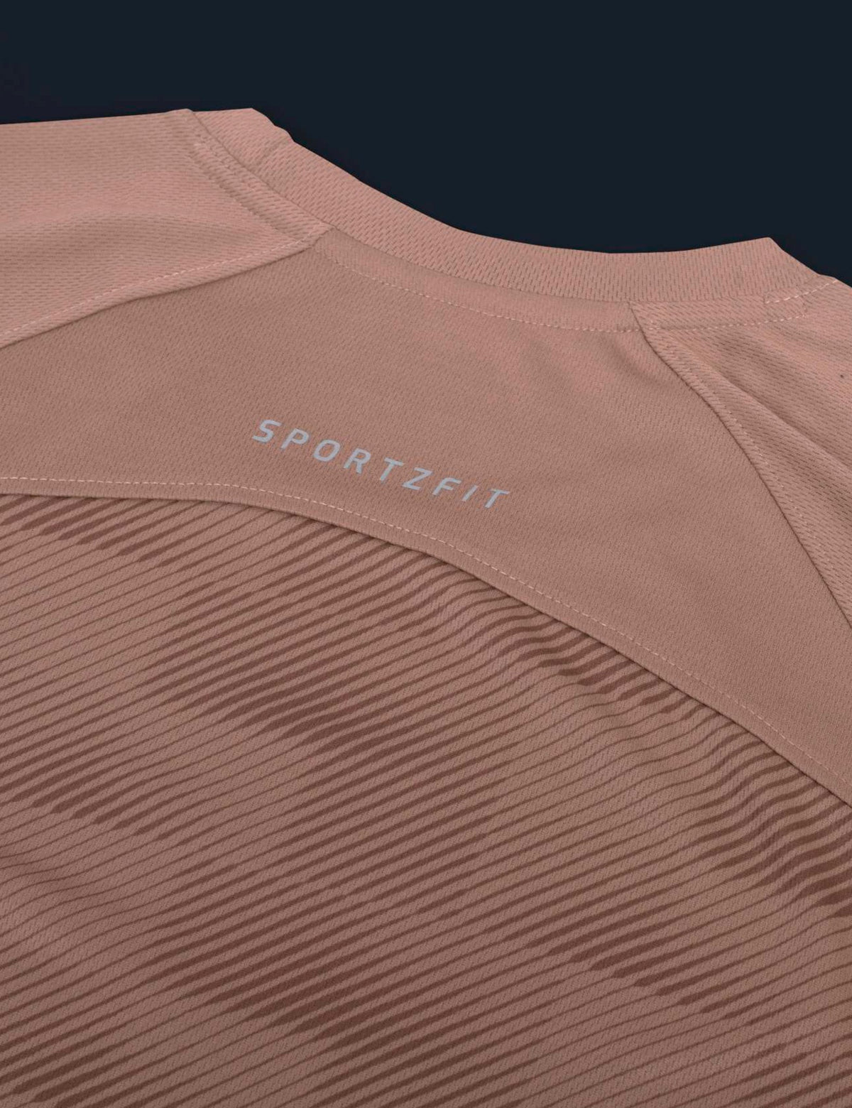 Sportzfit Men's Dot-Mesh Raglan Tee in Peach – back print close-up