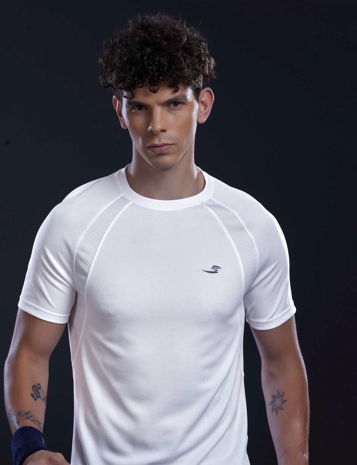 Sportzfit Men's Dot-Mesh Raglan Tee in White – front view