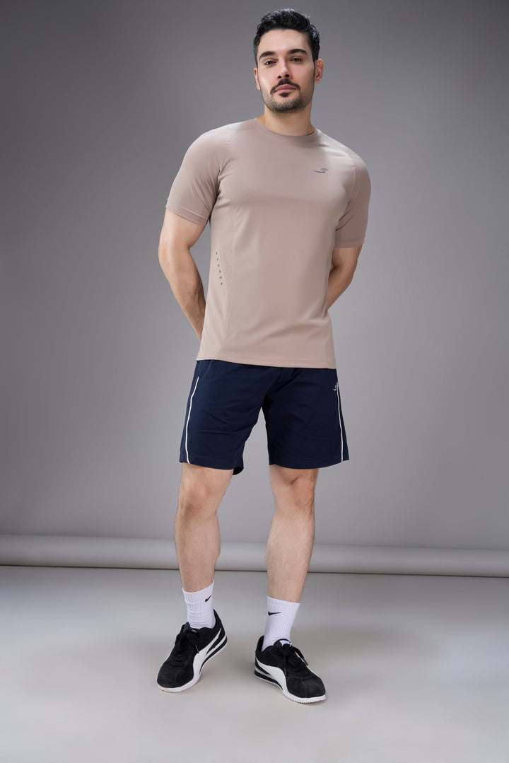 Sportzfit Men's Cool-Tech Tee in Beige – full-length front view