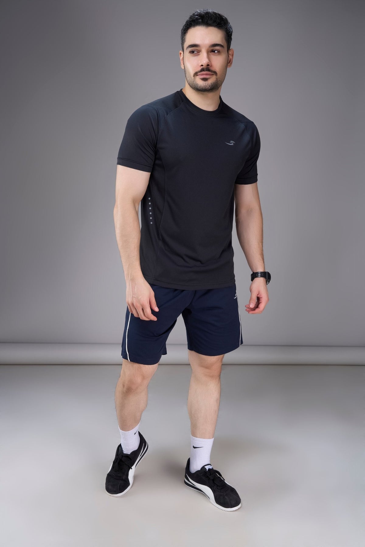 Sportzfit Men's Cool-Tech Tee in Black – full-length front view