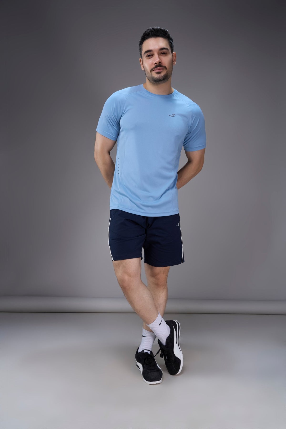 Sportzfit Men's Cool-Tech Tee in Classic Blue – full-length front view