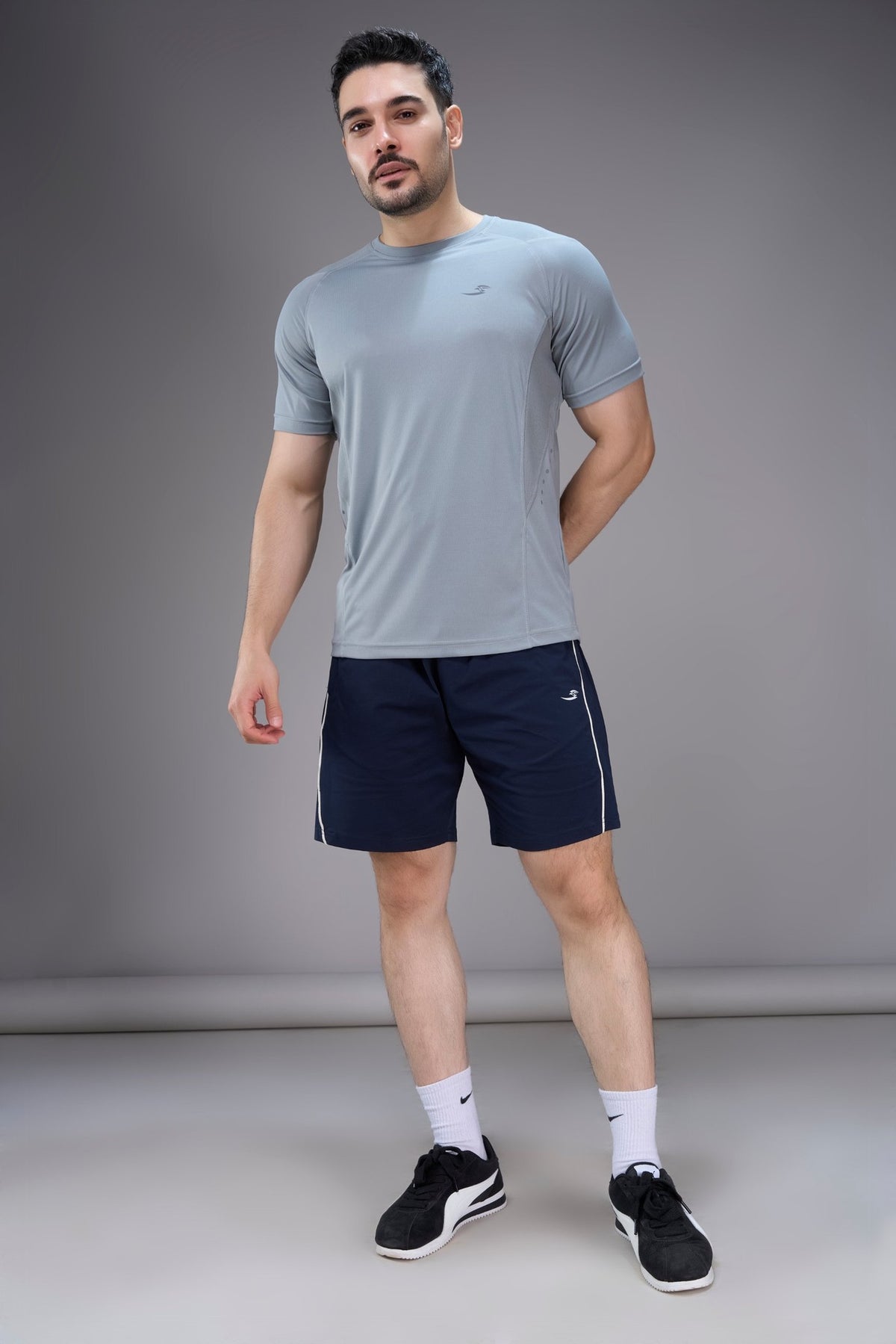 Sportzfit Men's Cool-Tech Tee in Grey – full-length front view