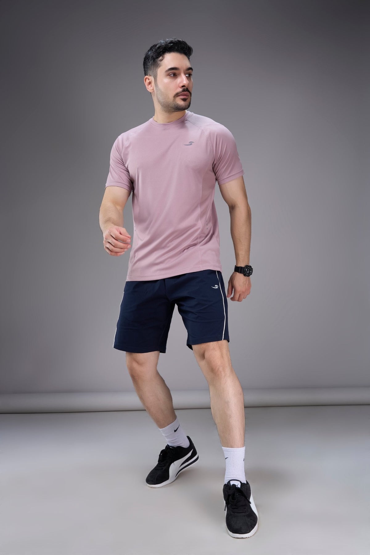 Sportzfit Men's Cool-Tech Tee in Dusty Pink – full-length front view