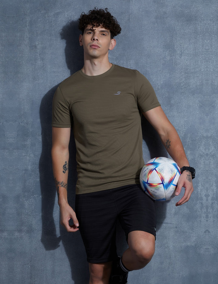 Sportzfit Men's Micro-Matte Tee in Olive Green – full-length front view