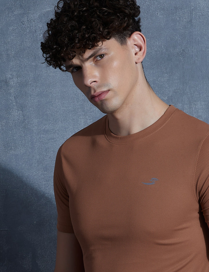Sportzfit Men's Micro-Matte Tee in Rust Brown – front view
