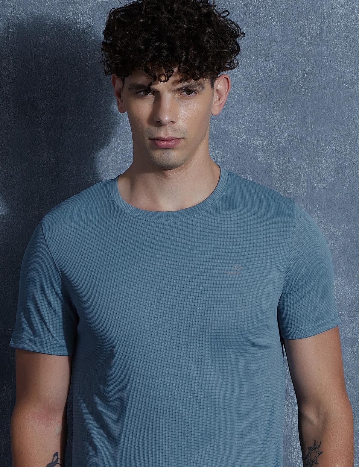 Sportzfit Men's Micro-Matte Tee in Steel Blue – front view