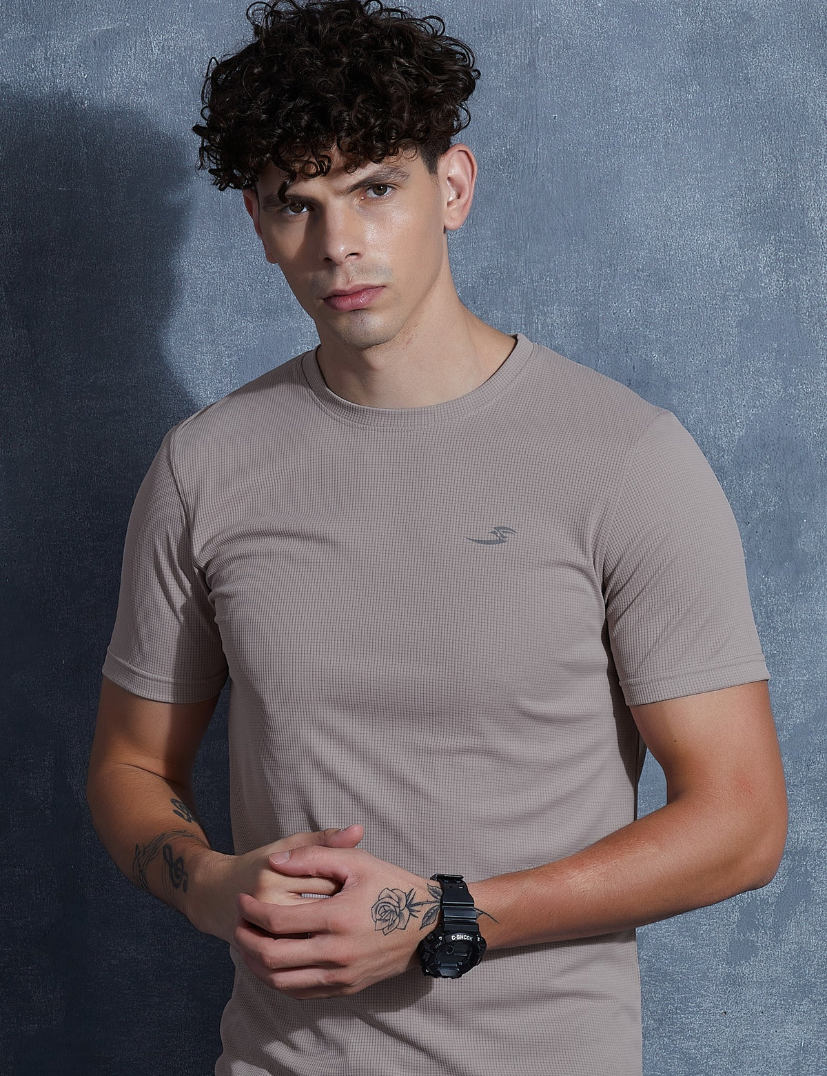 Sportzfit Men's Micro-Matte Tee in Taupe – front view