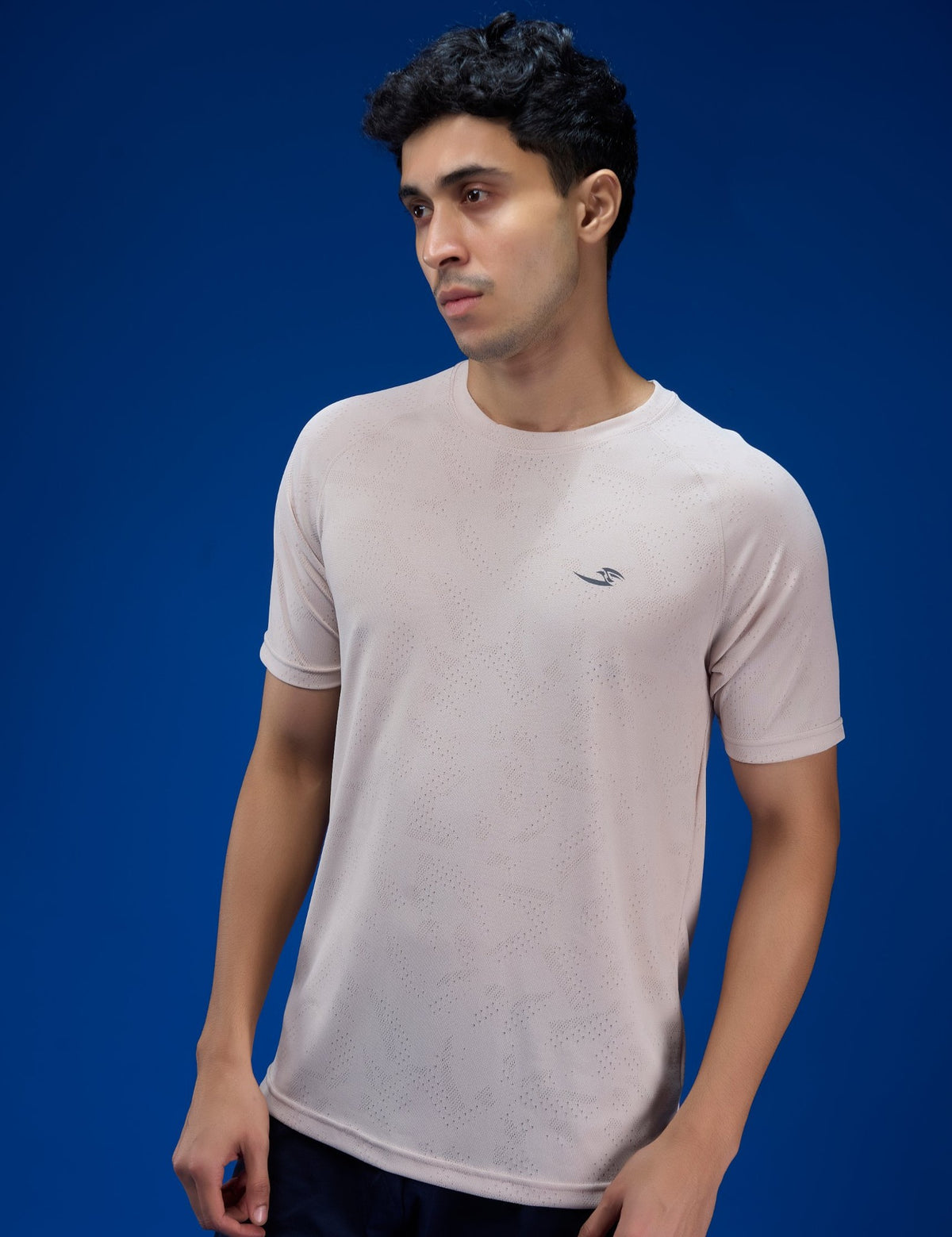 Sportzfit Men's Geo-Mesh Tee in Beige – front view