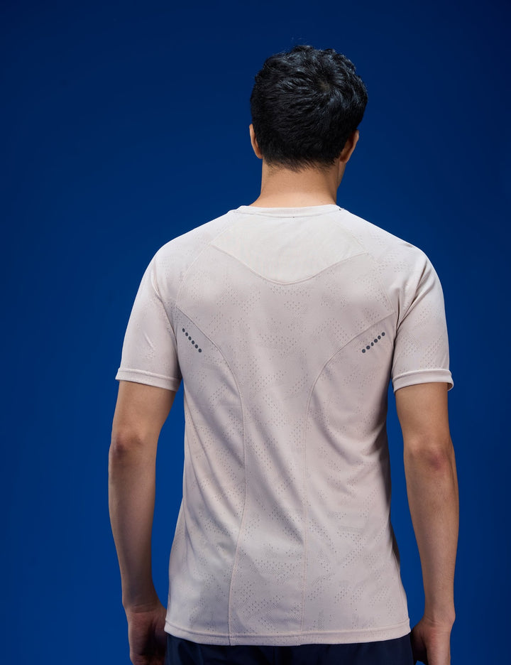 Sportzfit Men's Geo-Mesh Tee in Beige – back view