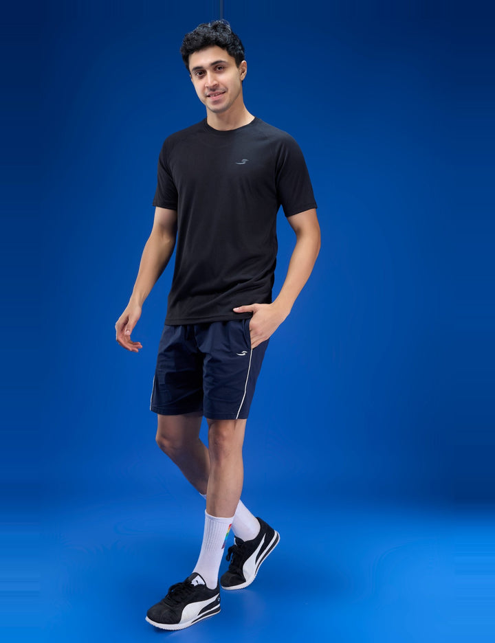 Sportzfit Men's Geo-Mesh Tee in Black – full-length walking