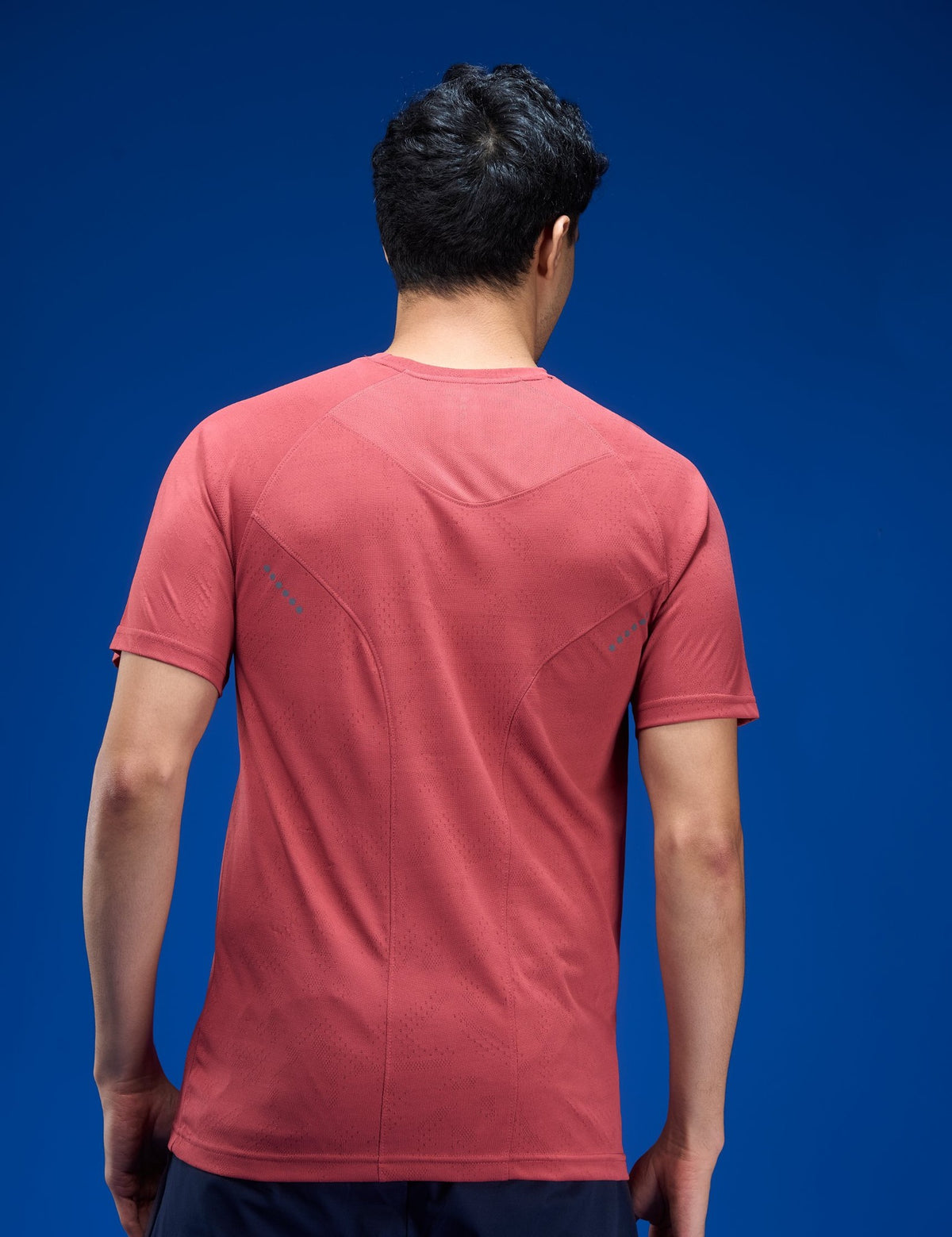 Sportzfit Men's Geo-Mesh Tee in Coral Red – back view