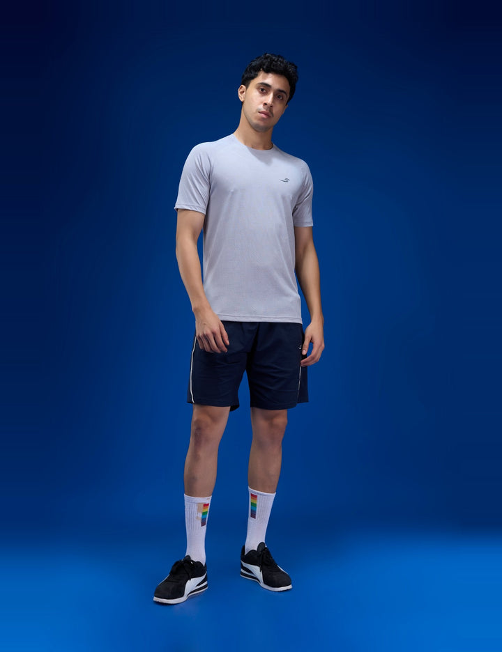 Sportzfit Men's Geo-Mesh Tee in Grey – full-length front view