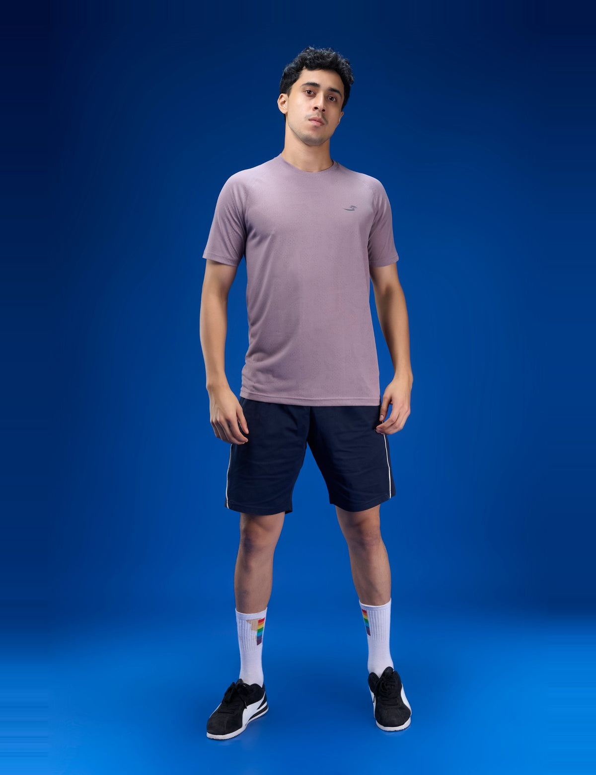 Sportzfit Men's Geo-Mesh Tee in Mauve – full-length front view