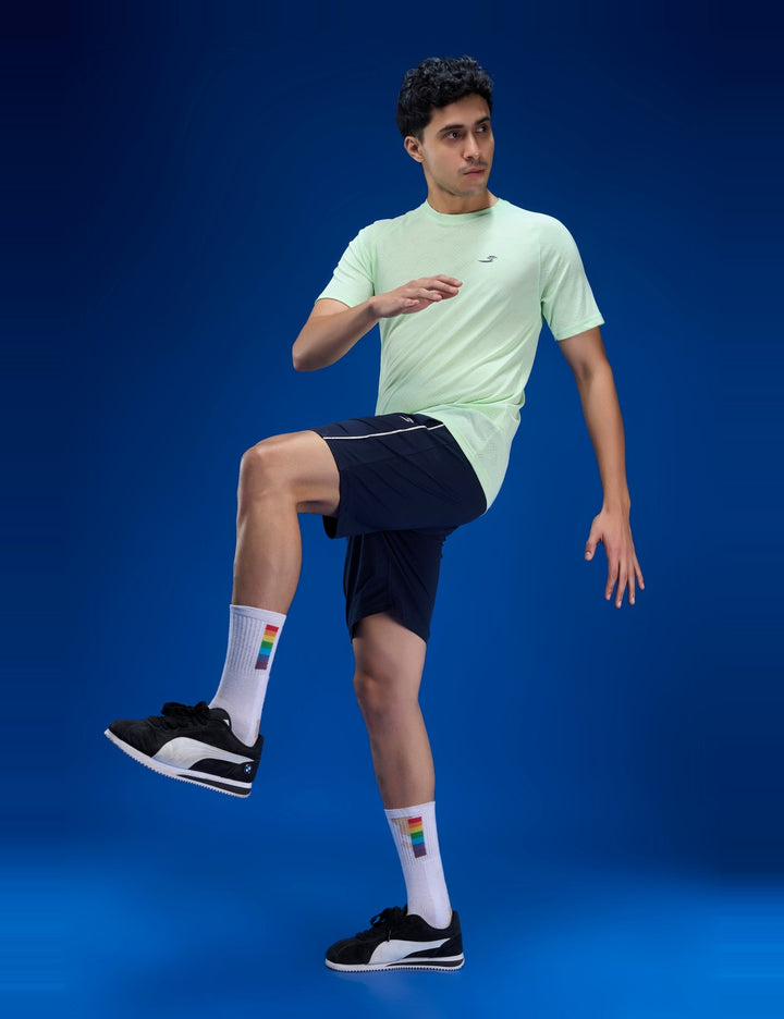 Sportzfit Men's Geo-Mesh Tee in Mint Green – full-length front view