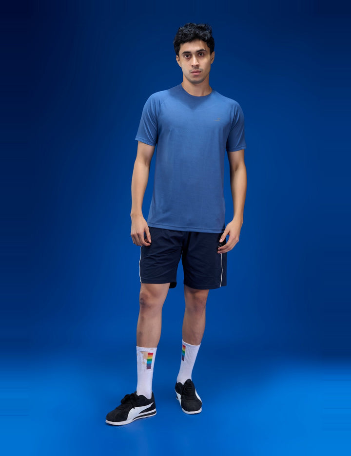 Sportzfit Men's Geo-Mesh Tee in Royal Blue – full-length front view