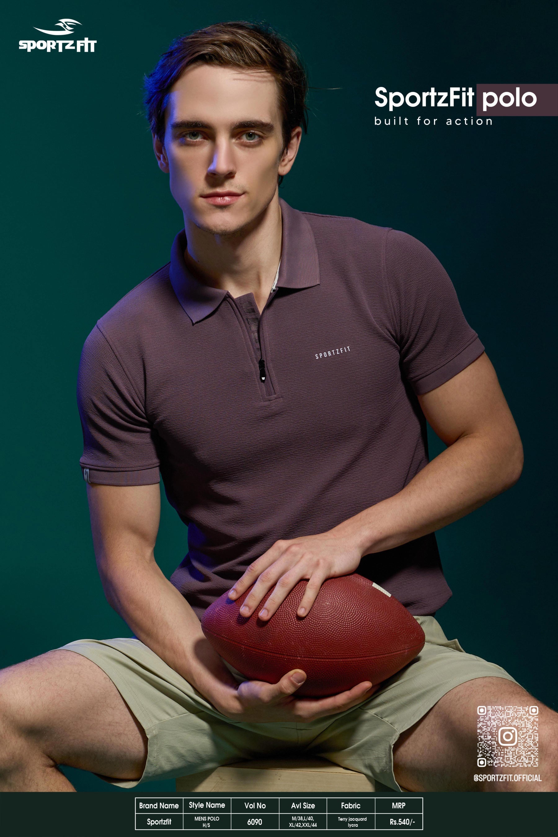 Men's Jacquard Solid Polo with Zip (6090)