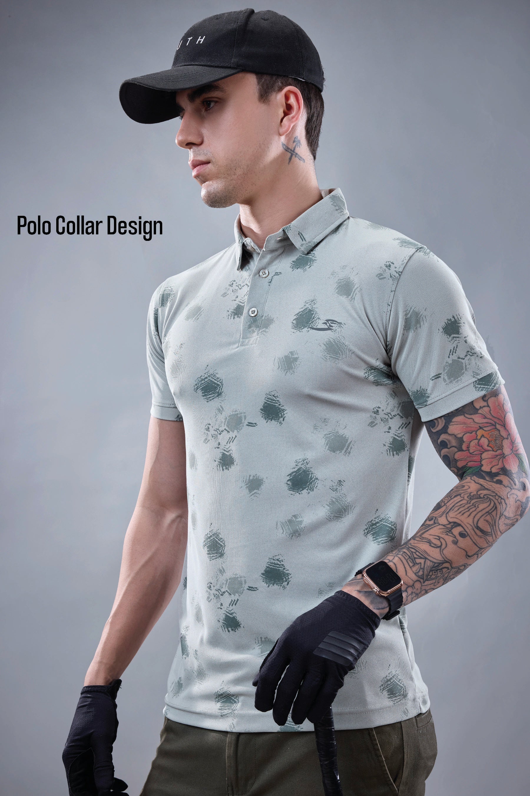 Men's All Over Print Polo T-shirt with Self Collar (PK 320)