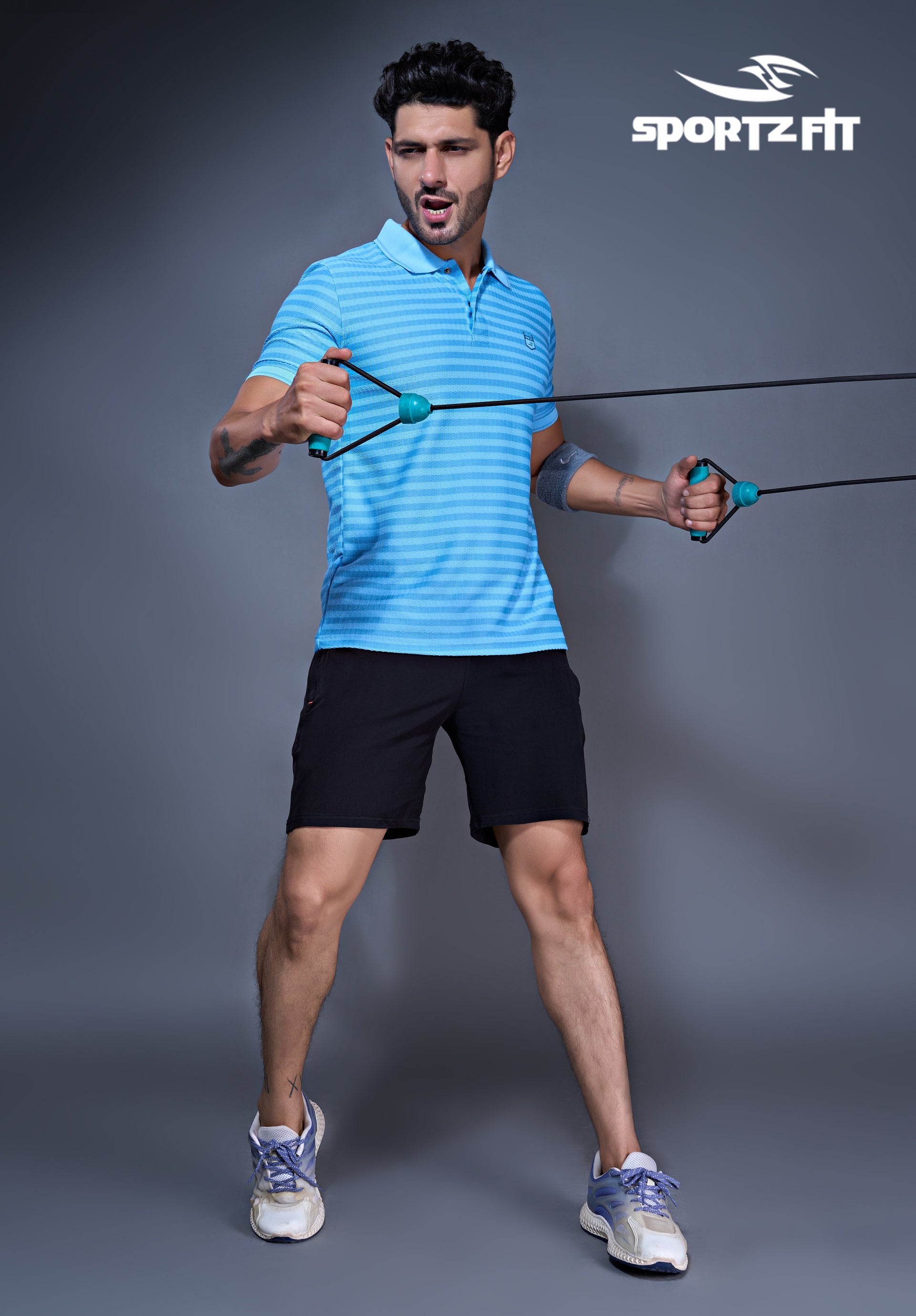 Men's Self Stripe Jacquard Solid Polo (6259)