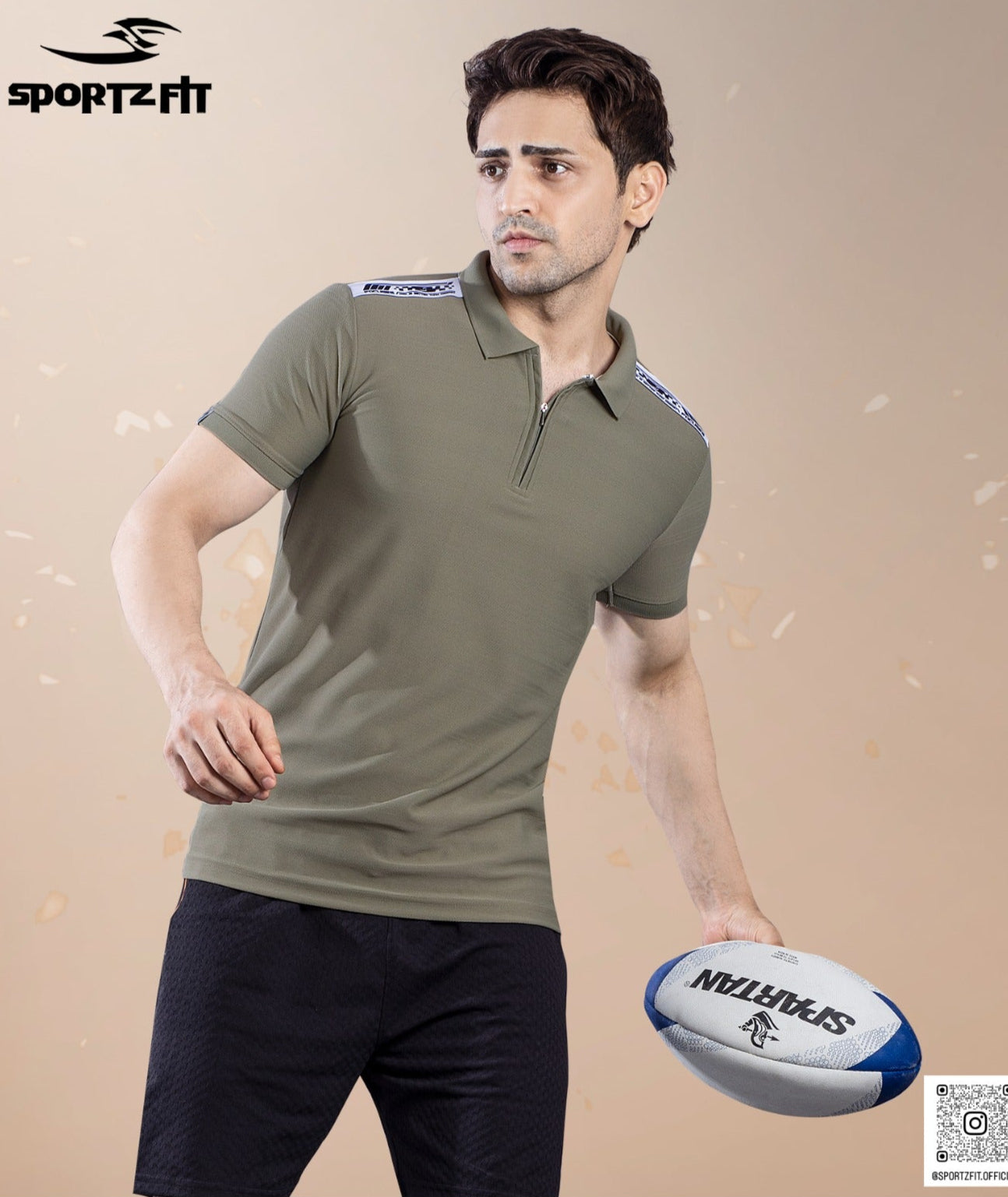 Polo T-shirt with Zipper Closer