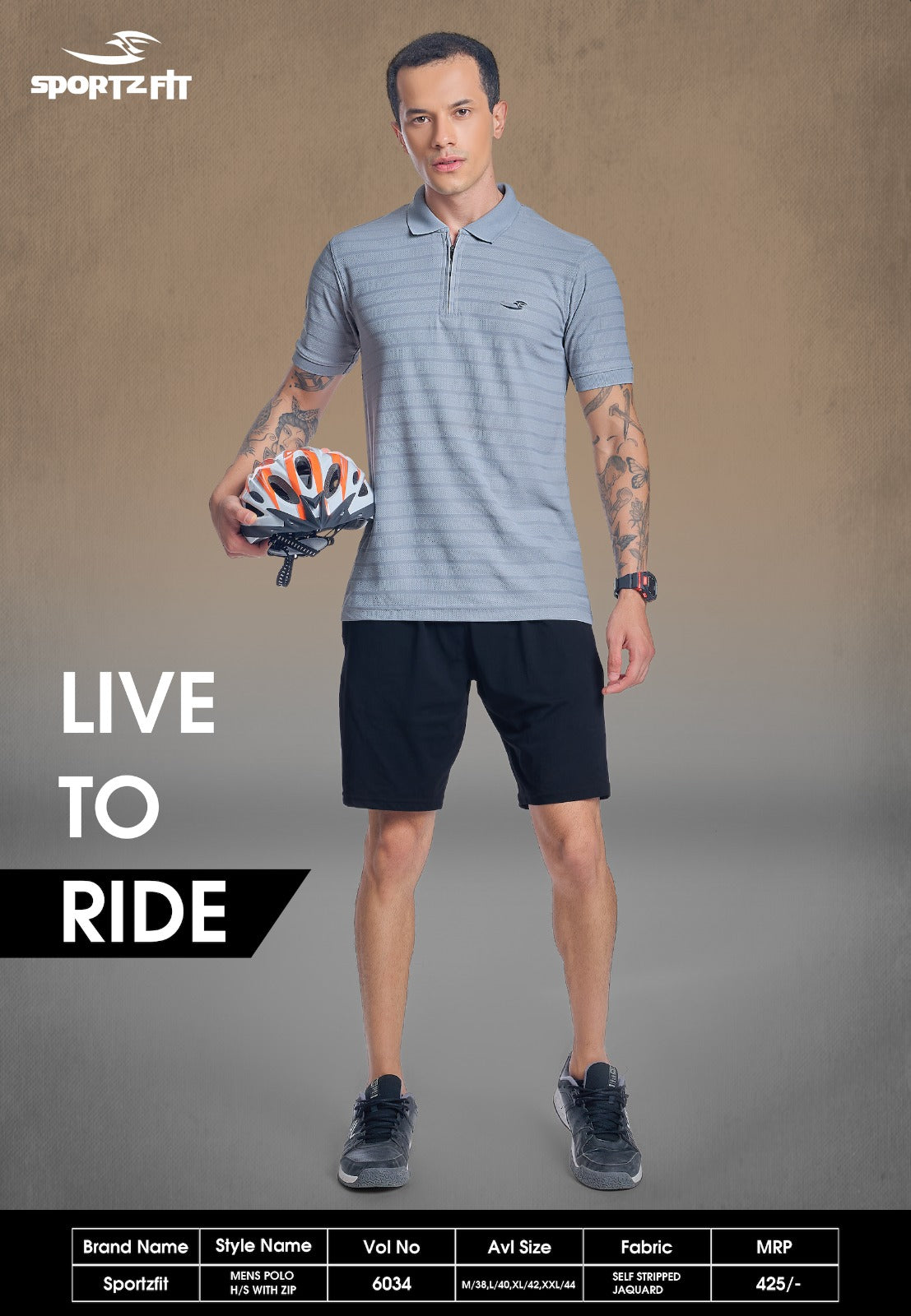 Men's Self Stripe Jacquard Solid Polo (6034)