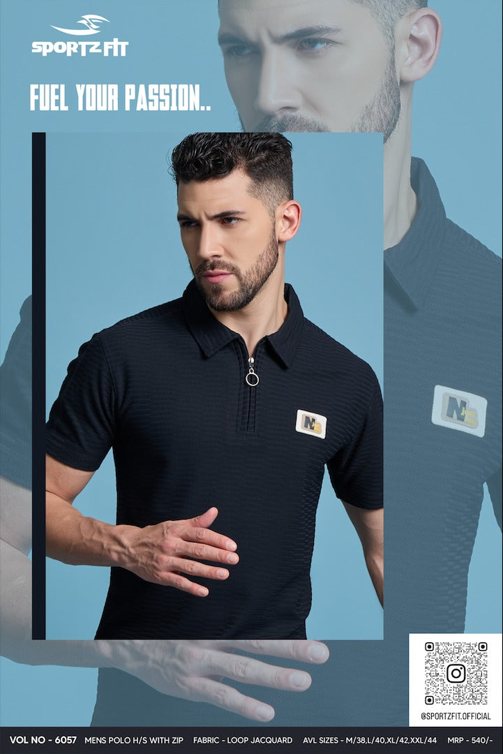 Men's Jacquard Solid Polo (6057)