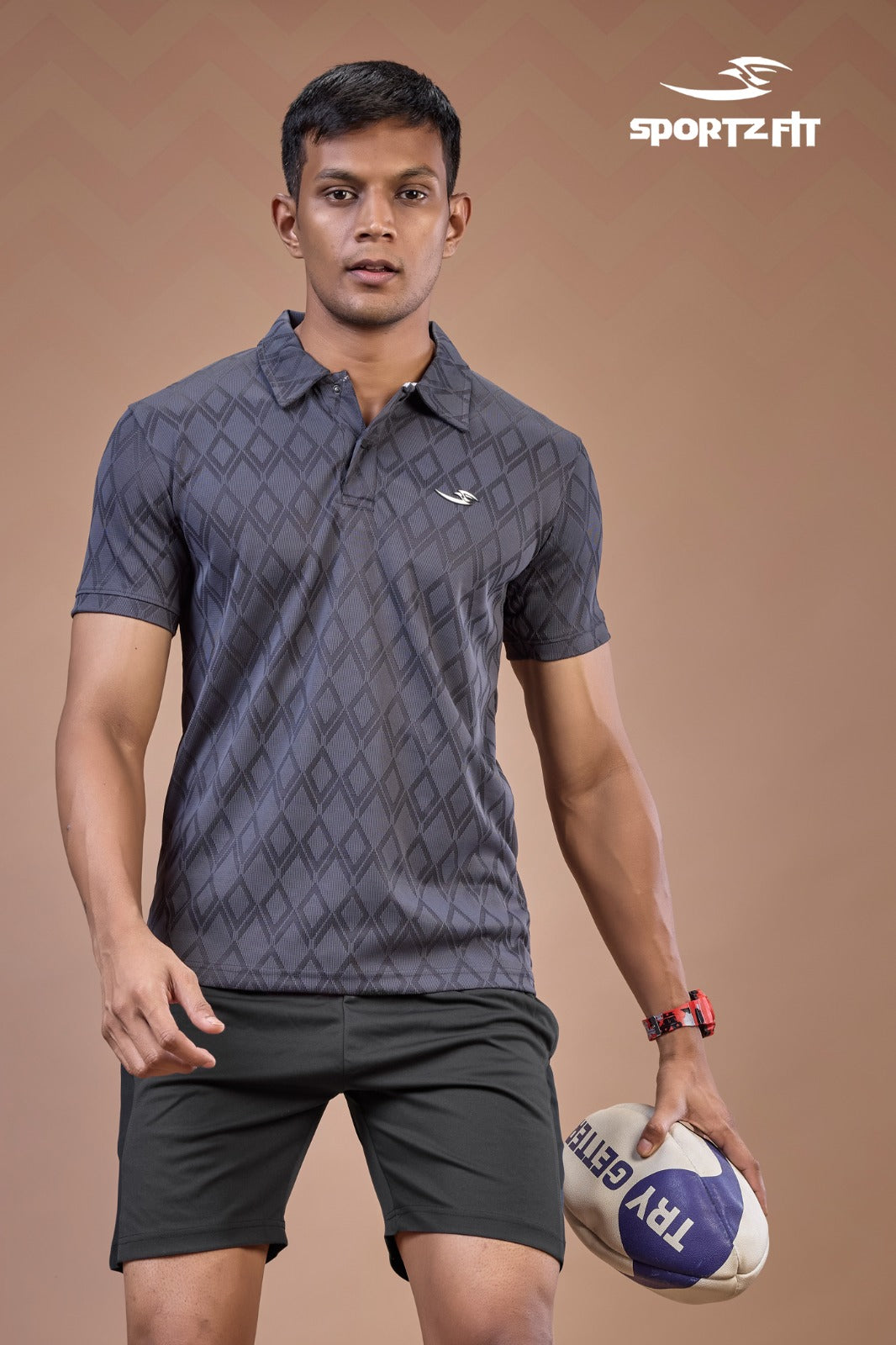 Men's Diamond Jacquard Solid Polo (6260)