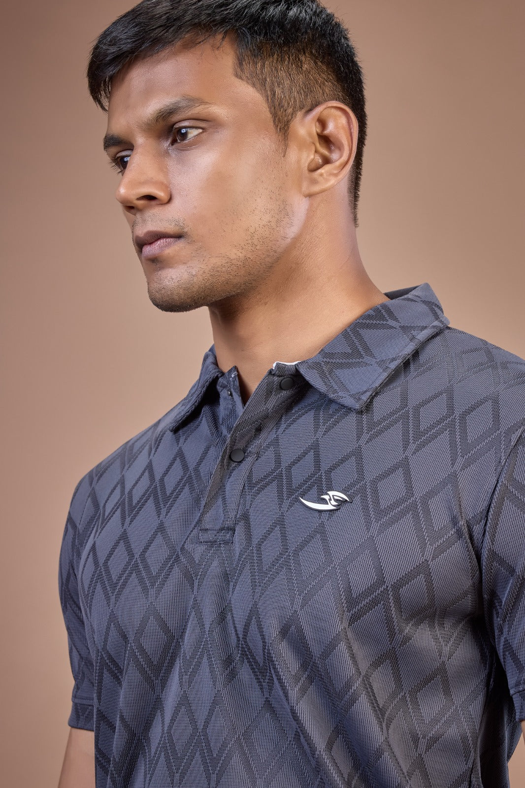 Men's Diamond Jacquard Solid Polo (6260)