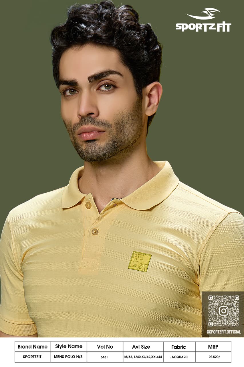 Men's Jacquard Solid Crew Neck T-Shirts (6431)