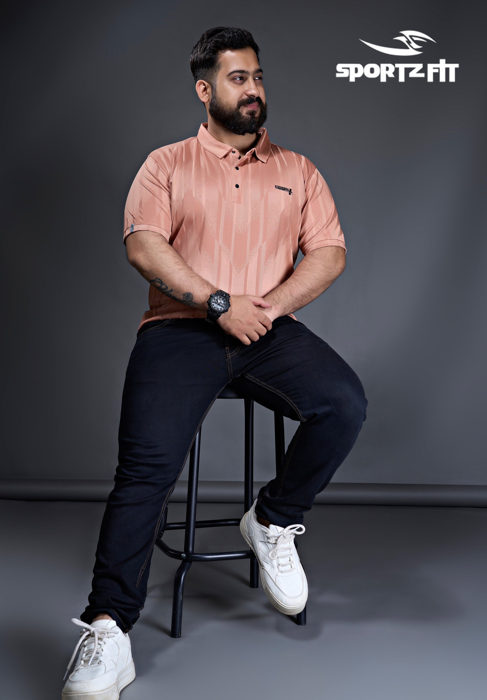 Men's Jacquard Solid Polo in Plus Size (6275)