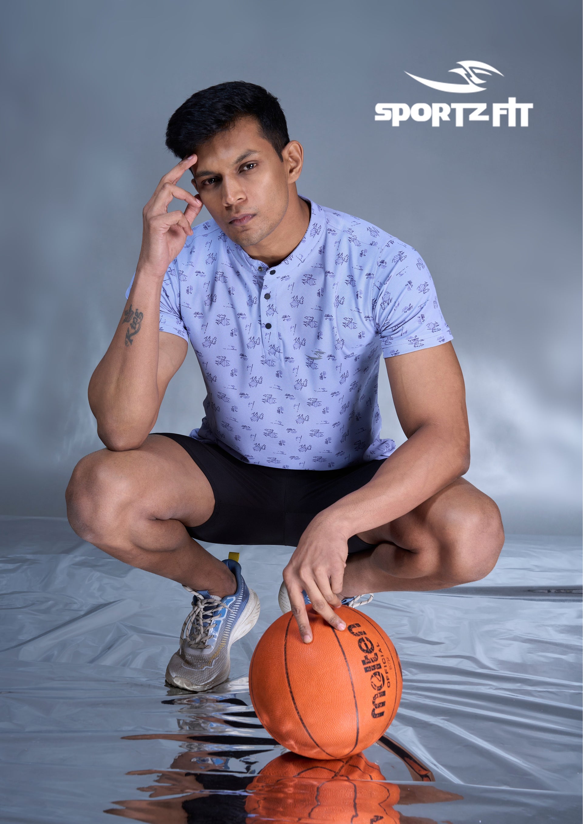 Men's All Over Print Henley Neck T-shirt