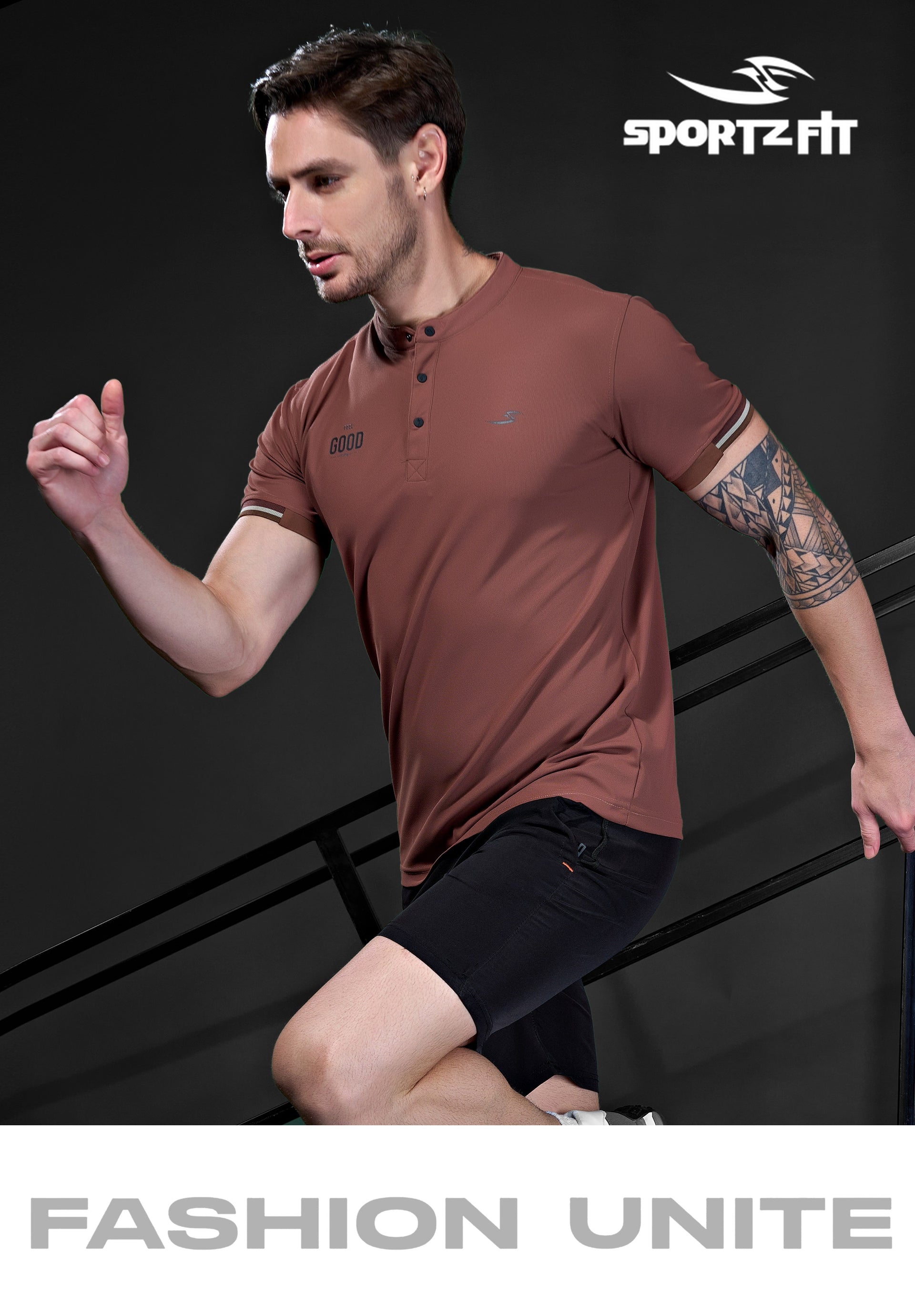 Men's Solid Henley Neck T-shirt