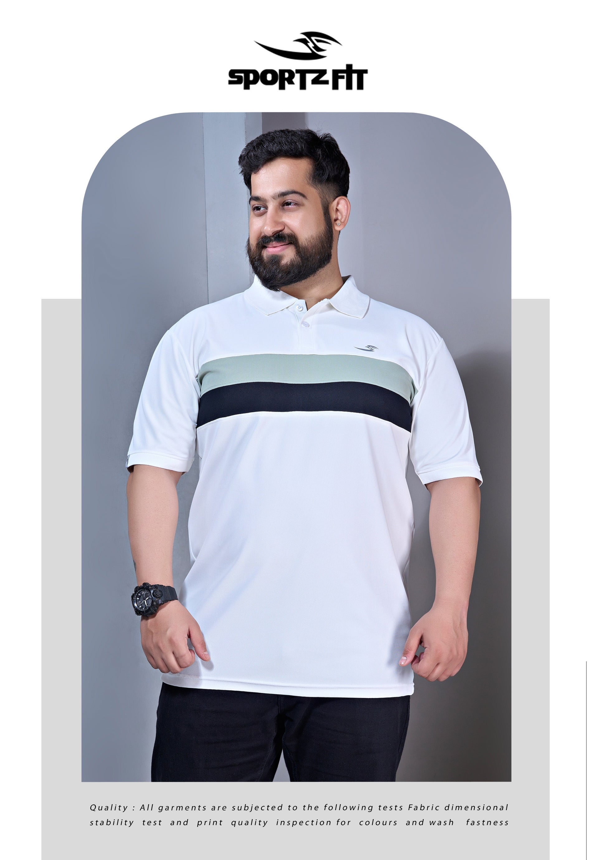 Men's Colour Block Polo T-shirt in Plus size (PK 101)