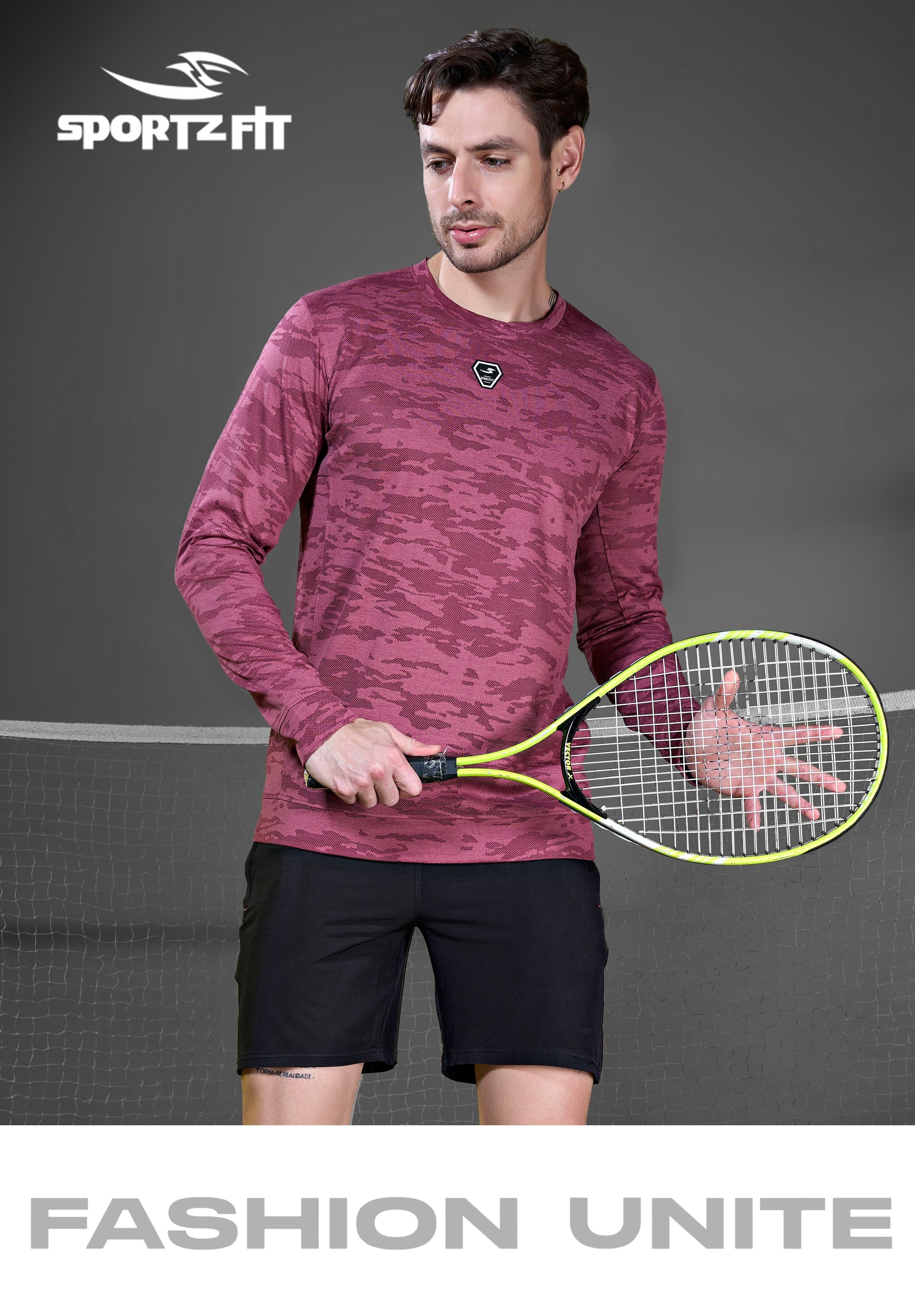 Men's Jacquard Solid Crew Neck F/S T-Shirts (6378)